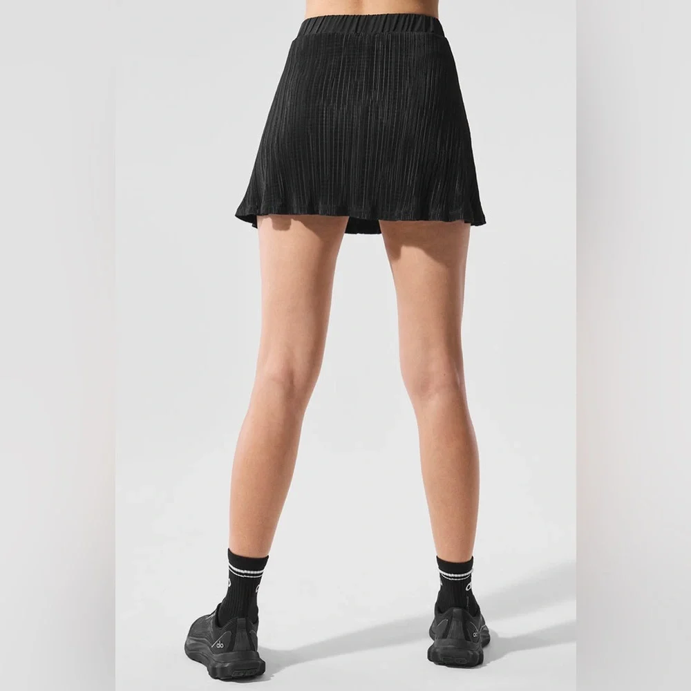 NWT ✨ Alo Yoga Micro Plisse Tennis Skirt Black Size‎ X-Small